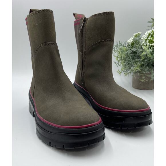 Timberland Women's Malynn Side Zip Boots Leather Waterproof Olive Color Sz 6.5 - Picture 1 of 16